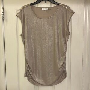 Calvin Klein Gold Sleeveless Top w/Buttons